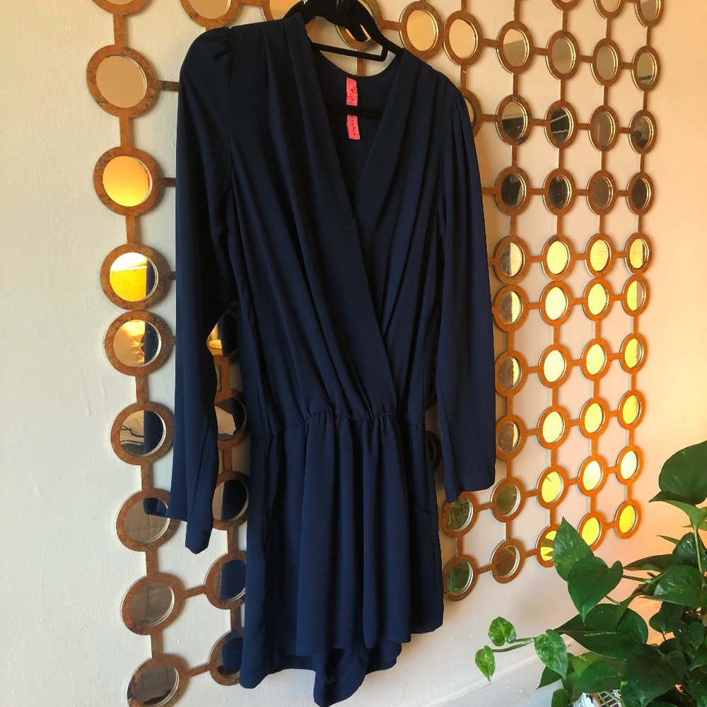 Eight Sixty Navy Cocktail Romper with Pockets